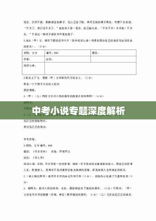 中考小说专题深度解析
